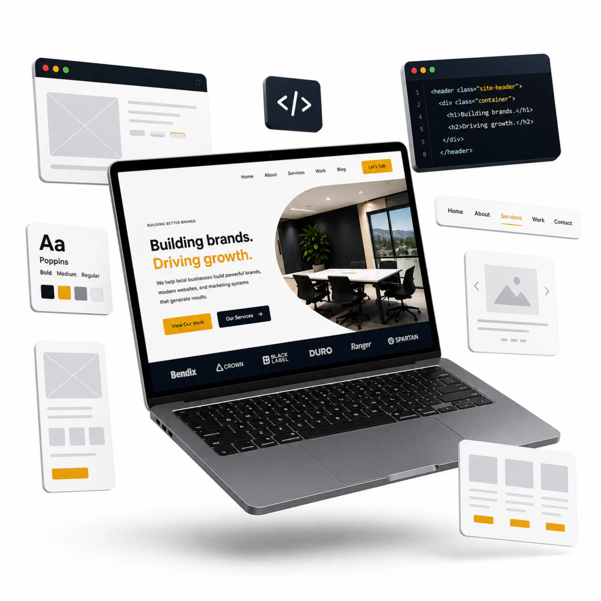Custom website mockup on devices