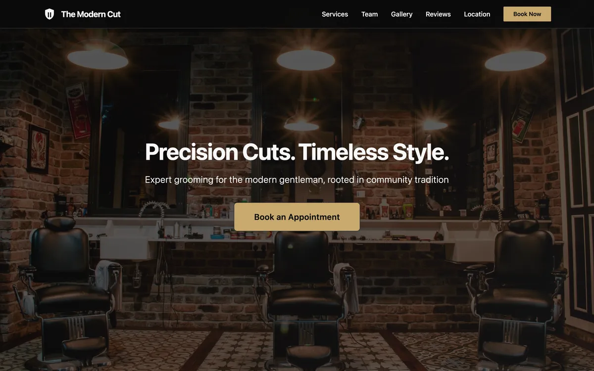 The Modern Cut concept website homepage